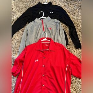 Under Armour Red Short-Sleeve Button Down Golf Polo